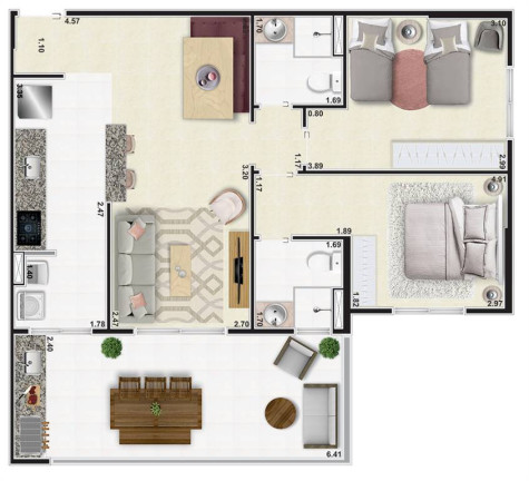 Imagem Apartamento com 2 Quartos à Venda, 79 m² em Oceanopolis - Mongagua