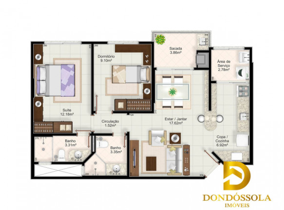 Imagem Apartamento com 3 Quartos à Venda, 92 m² em Centro - Criciúma