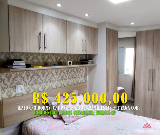 Apartamento com 3 Quartos à Venda, 72 m² em Jardim Tamoio - Jundiaí