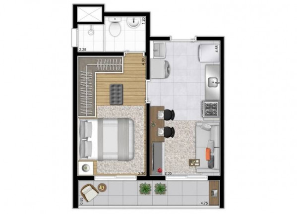 Imagem Apartamento com 1 Quarto à Venda, 31 m² em Vila Das Belezas - São Paulo