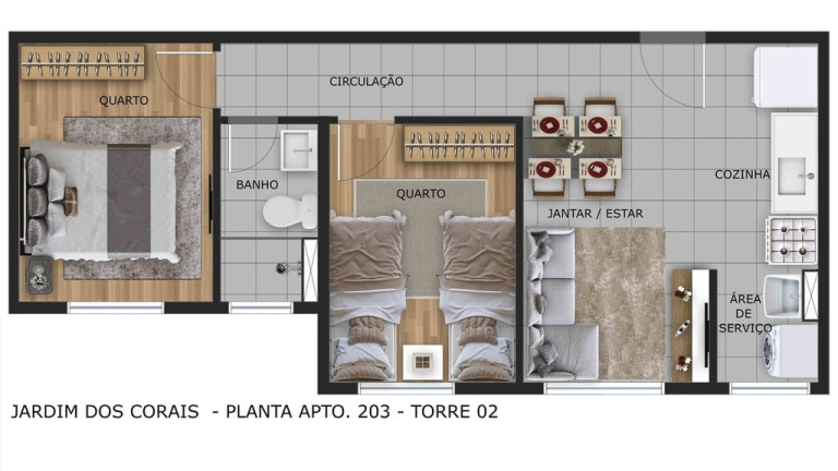 Imagem Apartamento com 2 Quartos à Venda, 44 m² em Portal Do Sol - João Pessoa