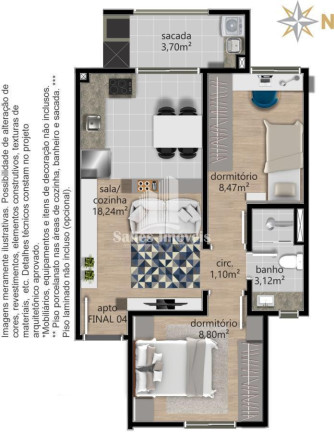 Imagem Apartamento com 2 Quartos à Venda, 61 m² em Centro - Caxias Do Sul
