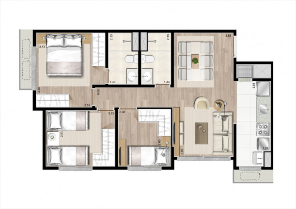 Imagem Apartamento com 3 Quartos à Venda, 67 m² em Passo Da Areia - Porto Alegre