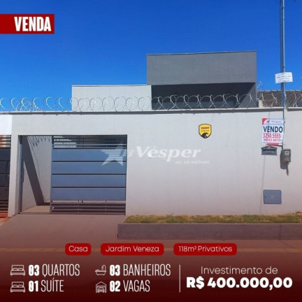 Casa com 3 Quartos à Venda, 118 m² em Jardim Veneza - Aparecida De Goiânia