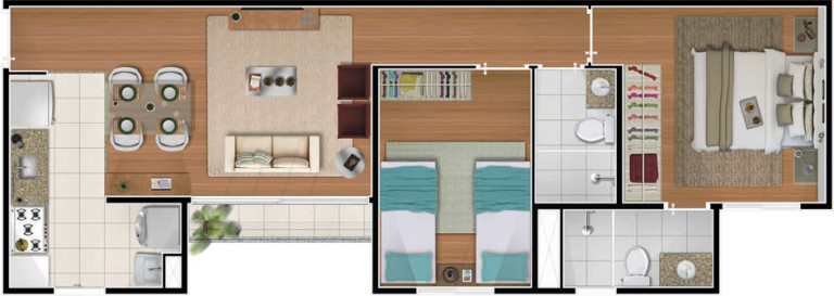 Imagem Apartamento com 2 Quartos à Venda, 56 m² em Jardim São Vicente - Campinas
