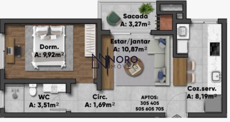 Imagem Apartamento com 1 Quarto à Venda, 44 m² em Camobi - Santa Maria Imagem Apartamento com 1 Quarto à Venda, 44 m² em Camobi - Santa Maria