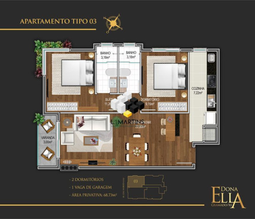 Imagem Cobertura com 2 Quartos à Venda, 123 m² em Vila Suíça - Gramado