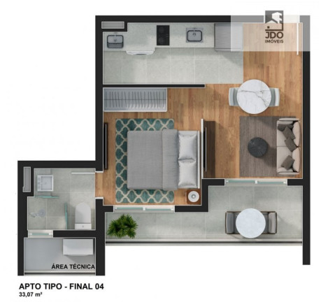 Imagem Apartamento com 1 Quarto à Venda, 33 m² em Mercês - Curitiba Imagem Apartamento com 1 Quarto à Venda, 33 m² em Mercês - Curitiba
