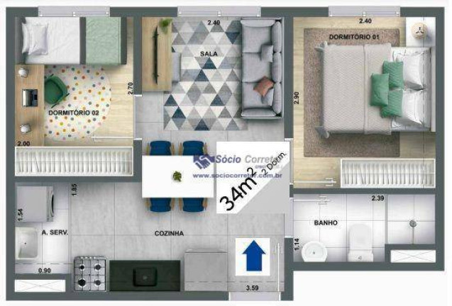 Imagem Apartamento com 2 Quartos à Venda, 34 m² em Ponte Grande - Guarulhos
