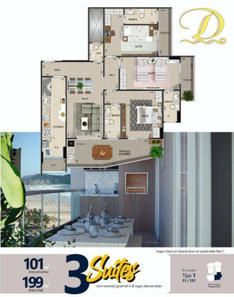 Imagem Apartamento com 3 Quartos à Venda, 101 m² em Aviação - Praia Grande