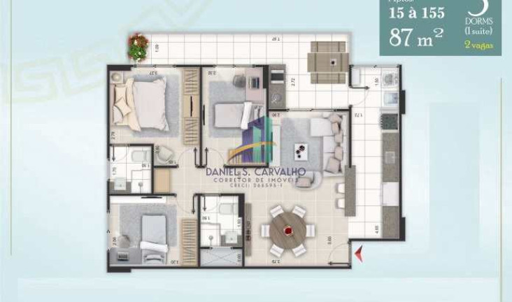 Imagem Apartamento com 3 Quartos à Venda, 87 m² em Ocian - Praia Grande