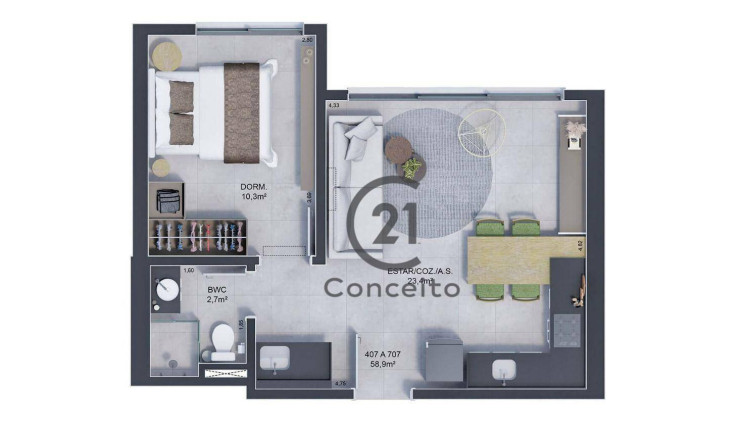 Imagem Apartamento com 1 Quarto à Venda, 42 m² em Estreito - Florianópolis Imagem Apartamento com 1 Quarto à Venda, 42 m² em Estreito - Florianópolis