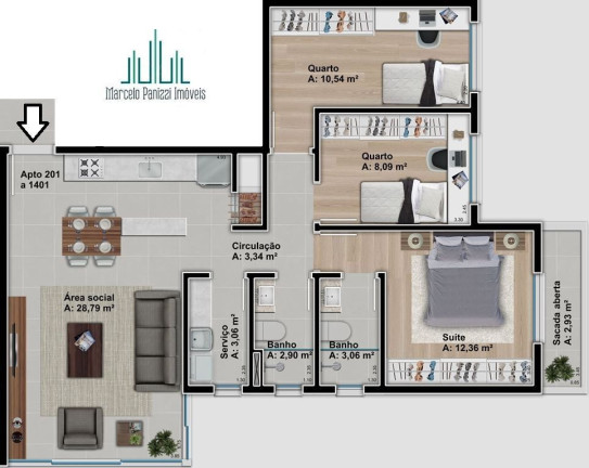 Imagem Apartamento com 3 Quartos à Venda, 84 m² em Universitário - Bento Gonçalves