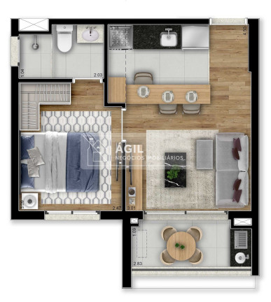 Flat com 1 Quarto à Venda, 33 m² em Jardim Esplanada - São José Dos Campos