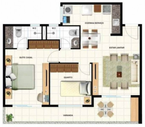 Imagem Apartamento com 2 Quartos à Venda, 57 m² em Aldeota - Fortaleza