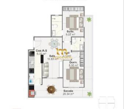 Imagem Apartamento com 2 Quartos à Venda, 63 m² em Mirim - Praia Grande