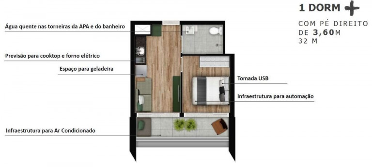 Imagem Apartamento com 1 Quarto à Venda, 31 m² em Brooklin - São Paulo