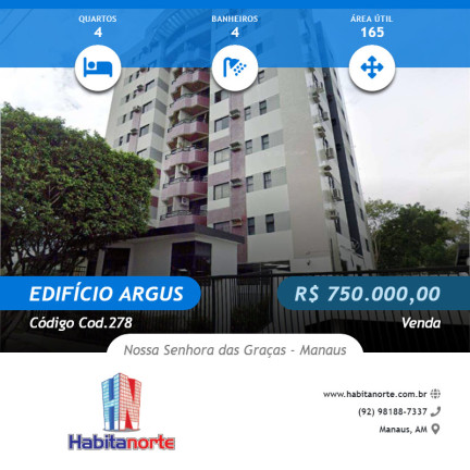 Apartamento com 4 Quartos à Venda, 165 m² em Nossa Senhora Das Graças - Manaus