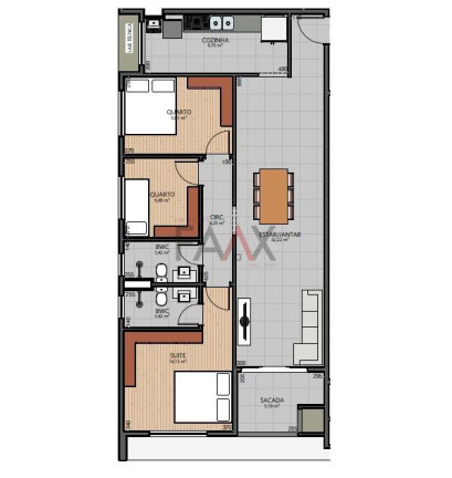 Imagem Apartamento com 1 Quarto à Venda, 63 m² em Santa Cruz - Guarapuava