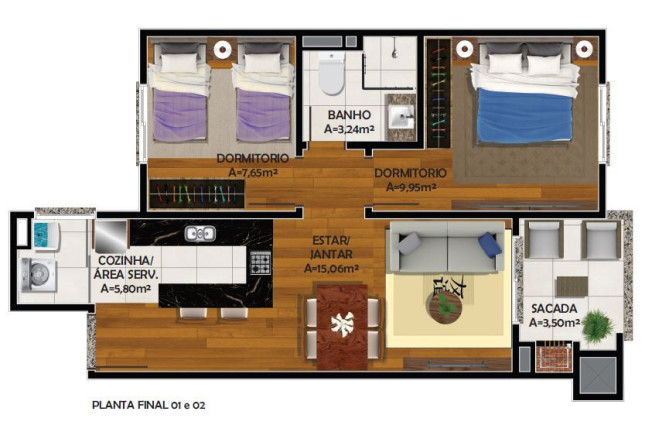 Imagem Apartamento com 2 Quartos à Venda, 51 m² em Esplanada - Caxias Do Sul