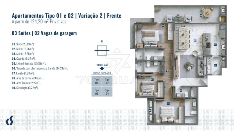 Imagem Apartamento com 3 Quartos à Venda, 120 m² em Praia De Armação Do Itapocorói - Penha