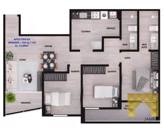 Imagem Apartamento com 2 Quartos à Venda, 57 m² em Manaíra - João Pessoa Imagem Apartamento com 2 Quartos à Venda, 57 m² em Manaíra - João Pessoa