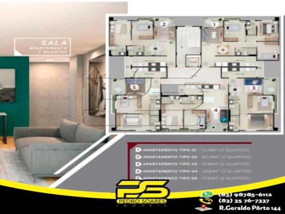 Imagem Apartamento com 2 Quartos à Venda, 56 m² em Altiplano Cabo Branco - João Pessoa