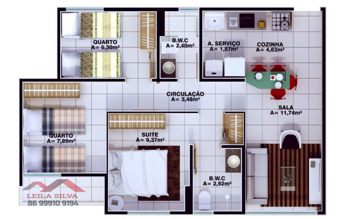 Imagem Apartamento com 3 Quartos à Venda, 60 m² em Planalto Uruguai - Teresina