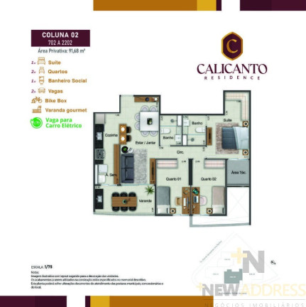 Imagem Apartamento com 3 Quartos à Venda, 91 m² em Alto Dona Algusta - Cariacica