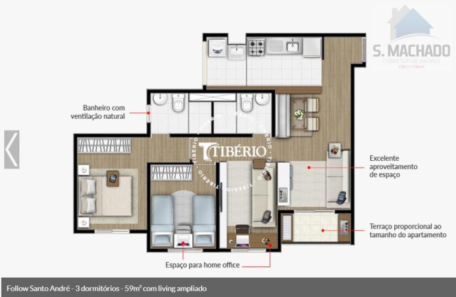 Imagem Apartamento com 2 Quartos à Venda, 60 m² em Parque João Ramalho - Santo André