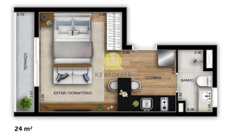 Imagem Studio com 1 Quarto à Venda, 24 m² em Vila Madalena - São Paulo