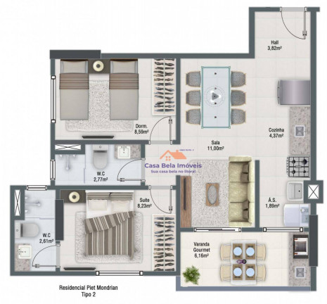 Imagem Apartamento com 2 Quartos à Venda, 57 m² em Vila Guilhermina - Praia Grande
