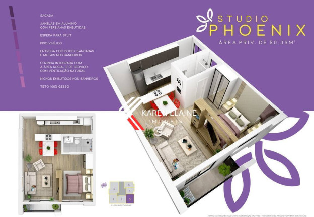 Imagem Loft com 1 Quarto à Venda, 50 m² em Kobrasol - São José Imagem Loft com 1 Quarto à Venda, 50 m² em Kobrasol - São José