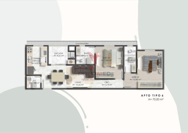 Imagem Apartamento com 2 Quartos à Venda, 70 m² em Jardim Praia Mar - Itapema