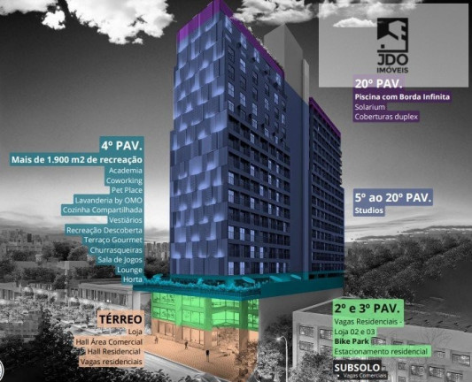 Imagem Cobertura com 1 Quarto à Venda, 30 m² em Portão - Curitiba Imagem Cobertura com 1 Quarto à Venda, 30 m² em Portão - Curitiba