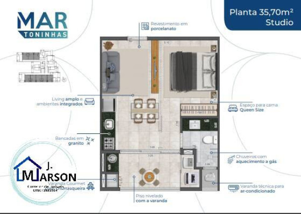 Imagem Apartamento com 1 Quarto à Venda, 35 m² em Toninhas - Ubatuba