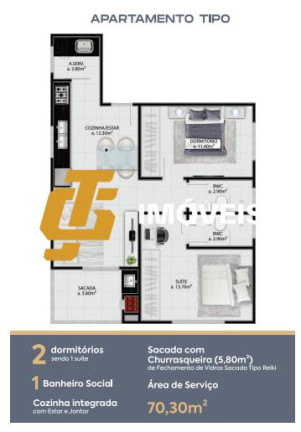 Imagem Apartamento com 2 Quartos à Venda, 70 m² em Tabuleiro - Camboriú