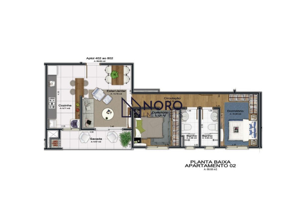 Apartamento com 2 Quartos à Venda, 69 m² em Nossa Senhora Das Dores - Santa Maria