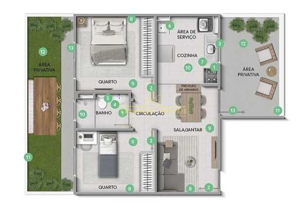 Imagem Apartamento com 2 Quartos à Venda, 43 m² em São Sebastião - Palhoça