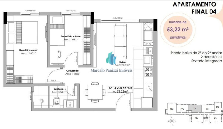 Imagem Apartamento com 2 Quartos à Venda, 54 m² em Progresso - Bento Gonçalves