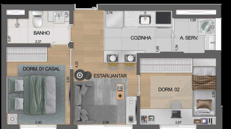 Imagem Apartamento com 2 Quartos à Venda, 39 m² em Moema - São Paulo
