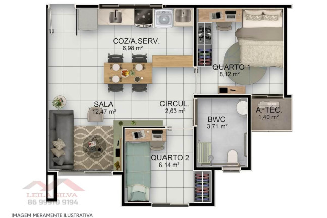 Imagem Apartamento com 2 Quartos à Venda, 58 m² em Zoobotânico - Teresina