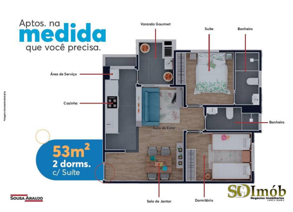 Apartamento com 2 Quartos à Venda, 53 m² em Jardim Nova Veneza (nova Veneza) - Sumaré