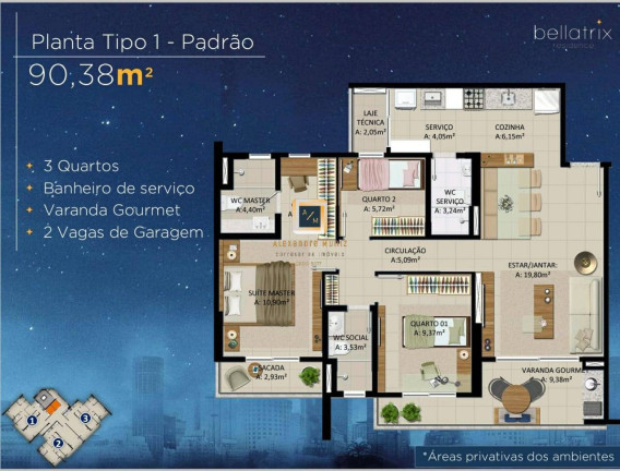 Imagem Apartamento com 3 Quartos à Venda, 90 m² em Guararapes - Fortaleza Imagem Apartamento com 3 Quartos à Venda, 90 m² em Guararapes - Fortaleza