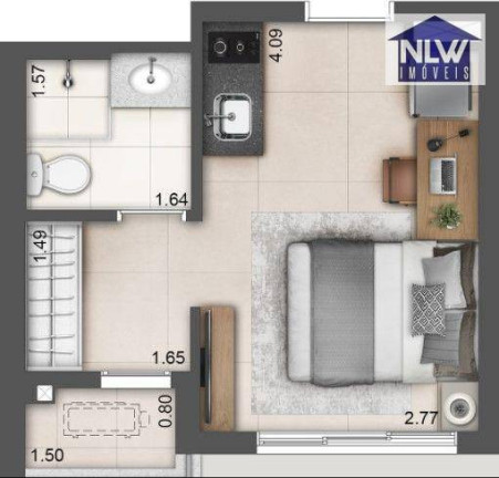 Studio com 1 Quarto à Venda, 20 m² em Campo Belo - São Paulo