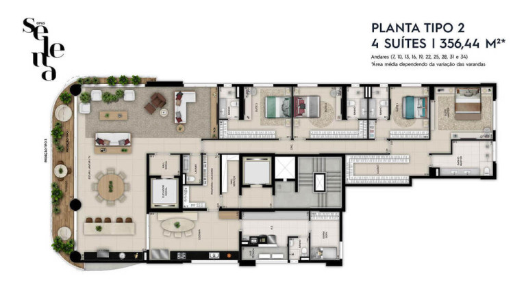 Imagem Apartamento com 4 Quartos à Venda, 382 m² em Setor Oeste - Goiânia
