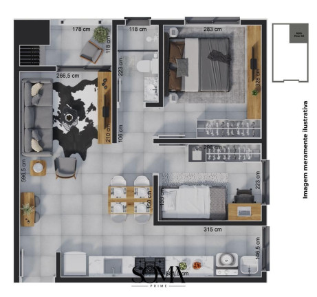 Apartamento com 2 Quartos à Venda, 25 m² em Florestal - Lajeado
