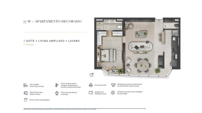 Imagem Apartamento com 1 Quarto à Venda, 77 m²