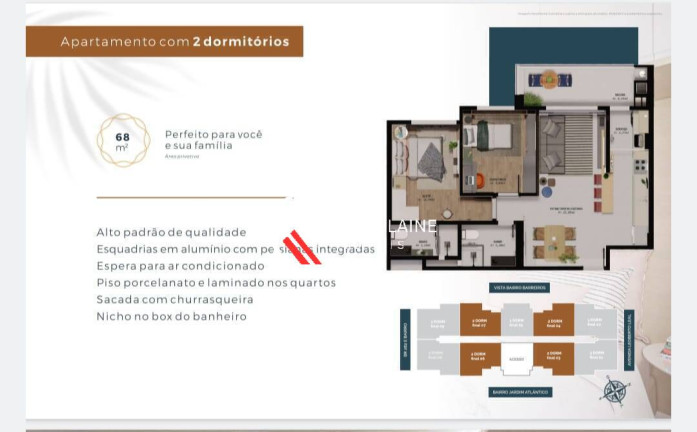 Apartamento com 2 Quartos à Venda, 70 m² em Barreiros - São José