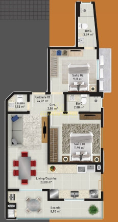 Imagem Apartamento com 2 Quartos à Venda, 92 m² em Barreiros - São José